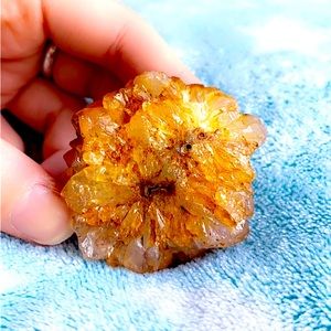 EXTREMELY RARE !!!! lavender rose quartz on three citrine flowers